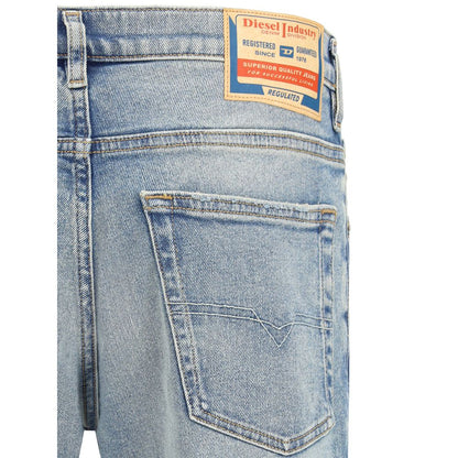 Blue Cotton Tapered Jeans