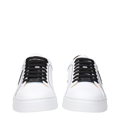 White Leather Low Top Sneakers