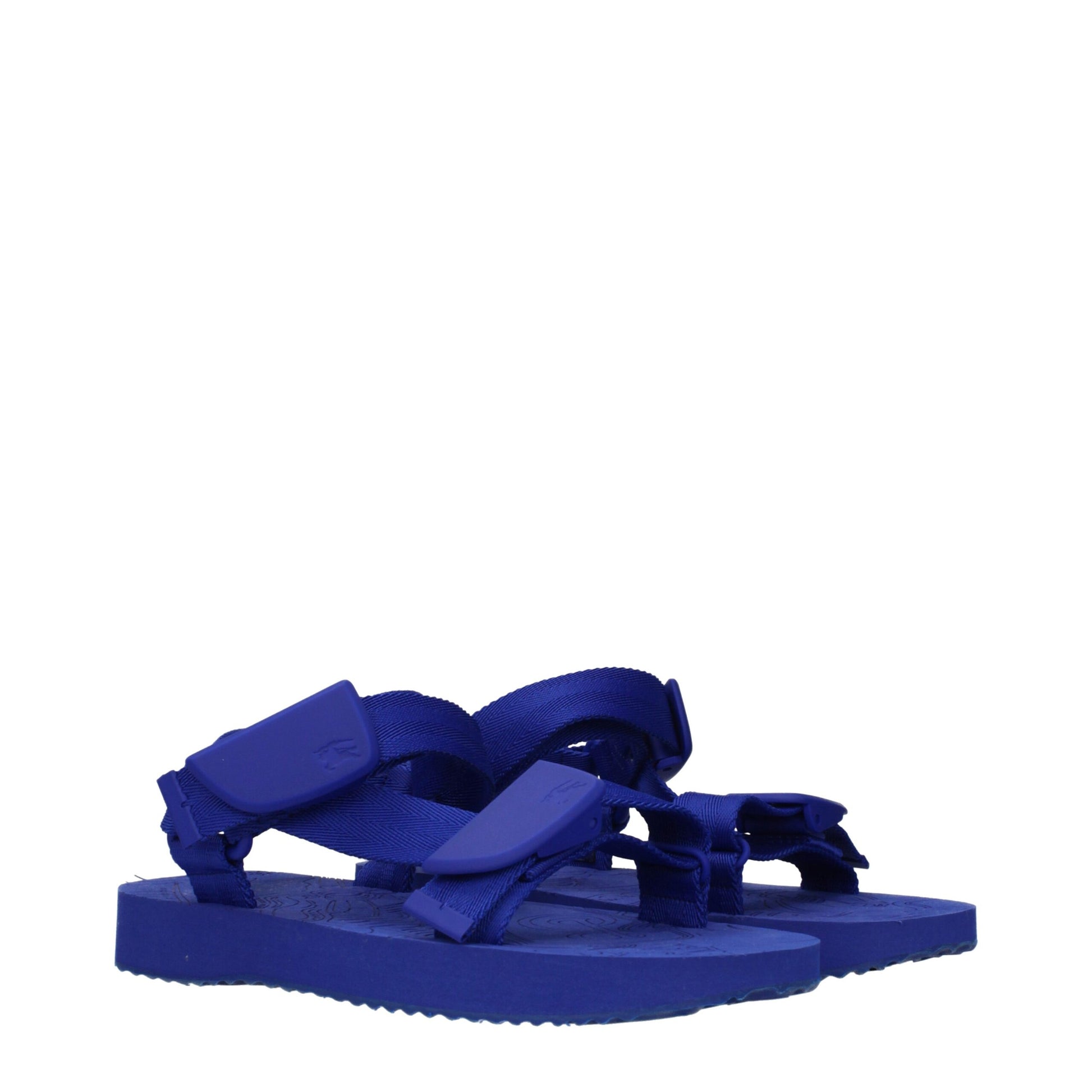Blue Fabric Flat Sandals