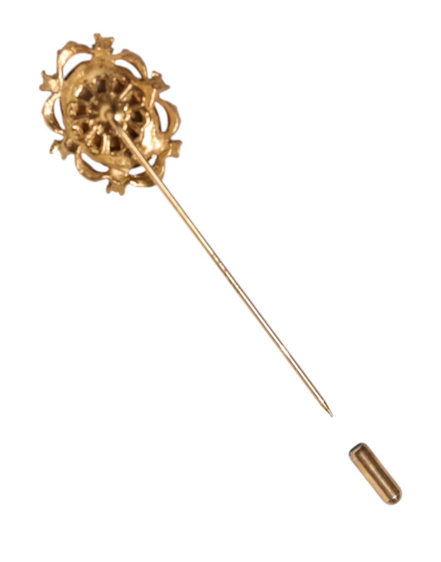 Gold Tone Green Stone Antique Men Accessory Brooch Pin