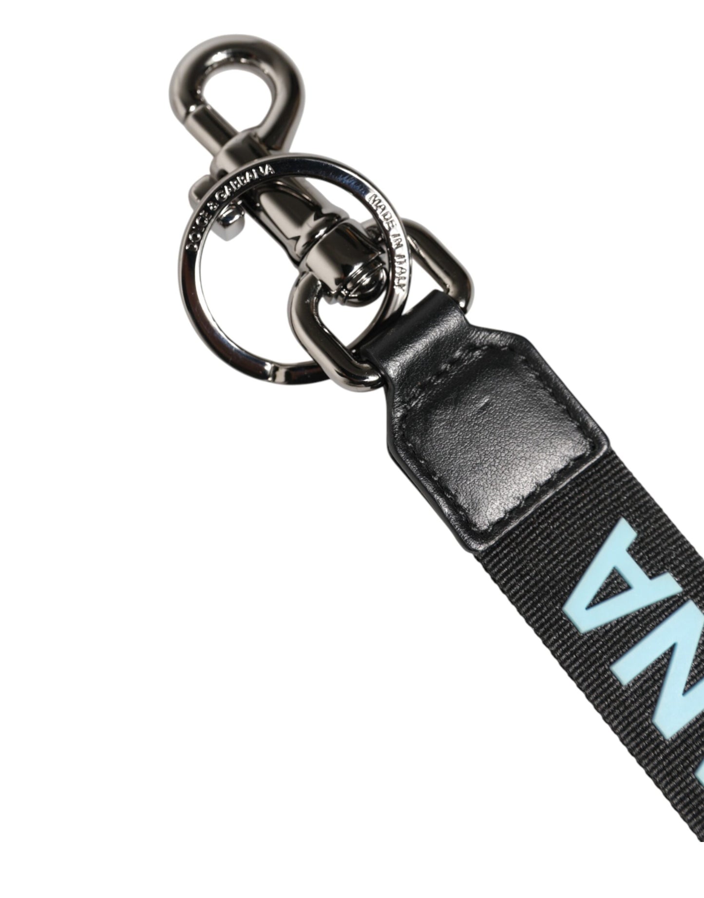 Black Blue Logo Polyester Brass Holder Keychain Keyring