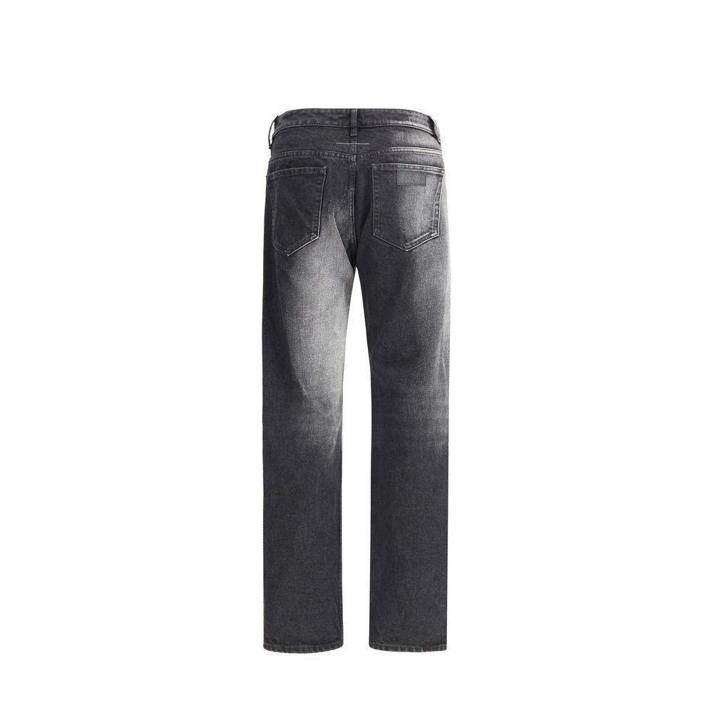 Black Cotton Straight-Leg Jeans