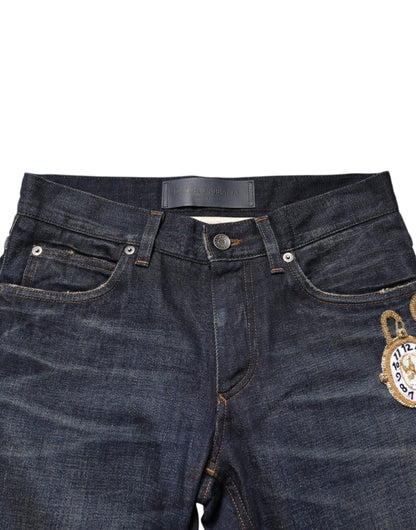 Dark Blue Watch GOLD Men Skinny Denim Jeans