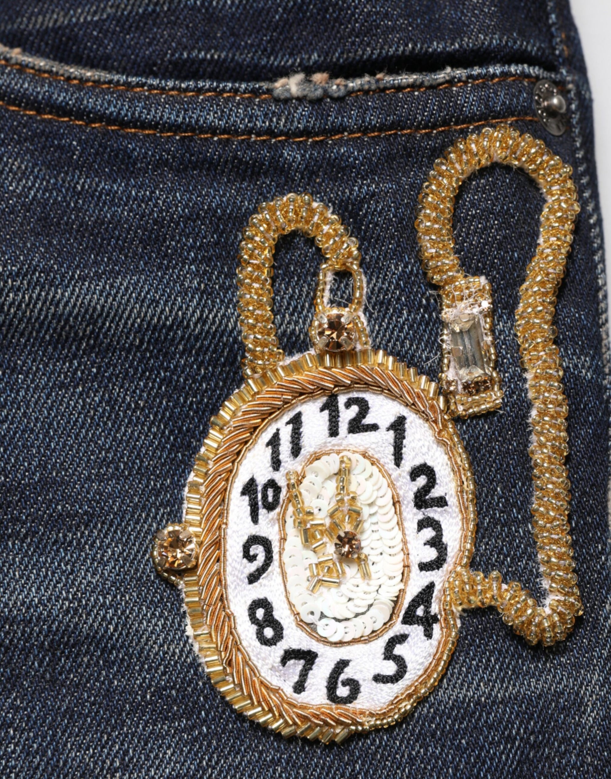 Dark Blue Watch GOLD Men Skinny Denim Jeans