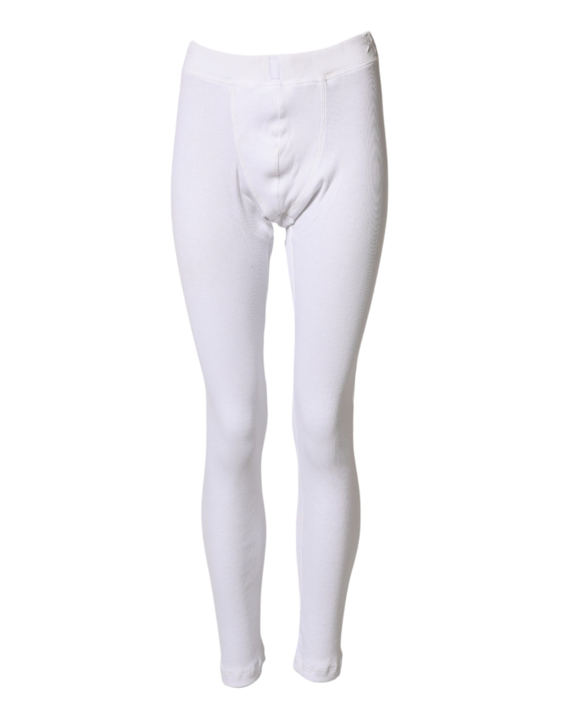 White Cotton Mid Waist Tights Leggings Pants