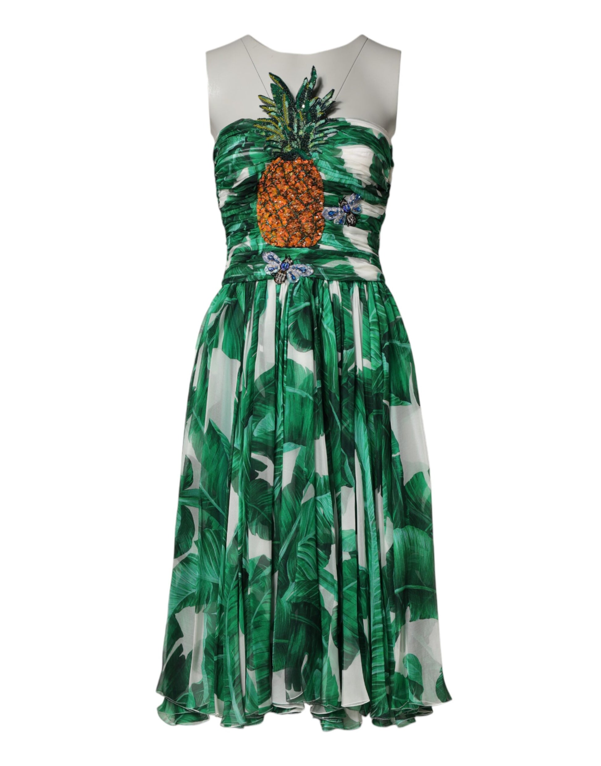 Green Pineapple Embellished BananaLeaf Dress
