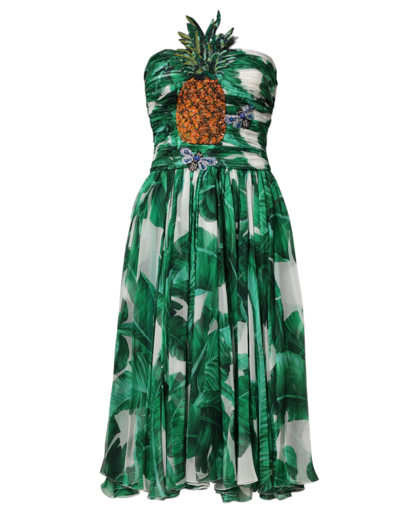 Green Pineapple Embellished BananaLeaf Dress