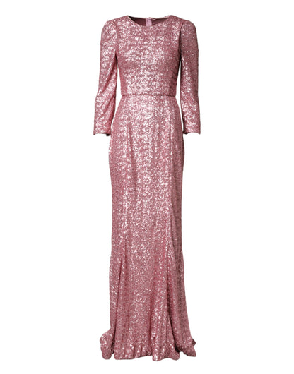 Pink Sequinned Mermaid Long Gown Dress