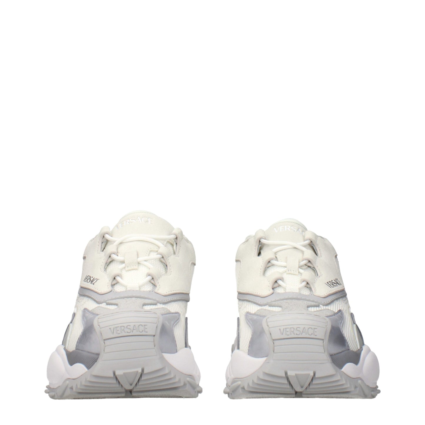 White Fabric Chunky Sneakers