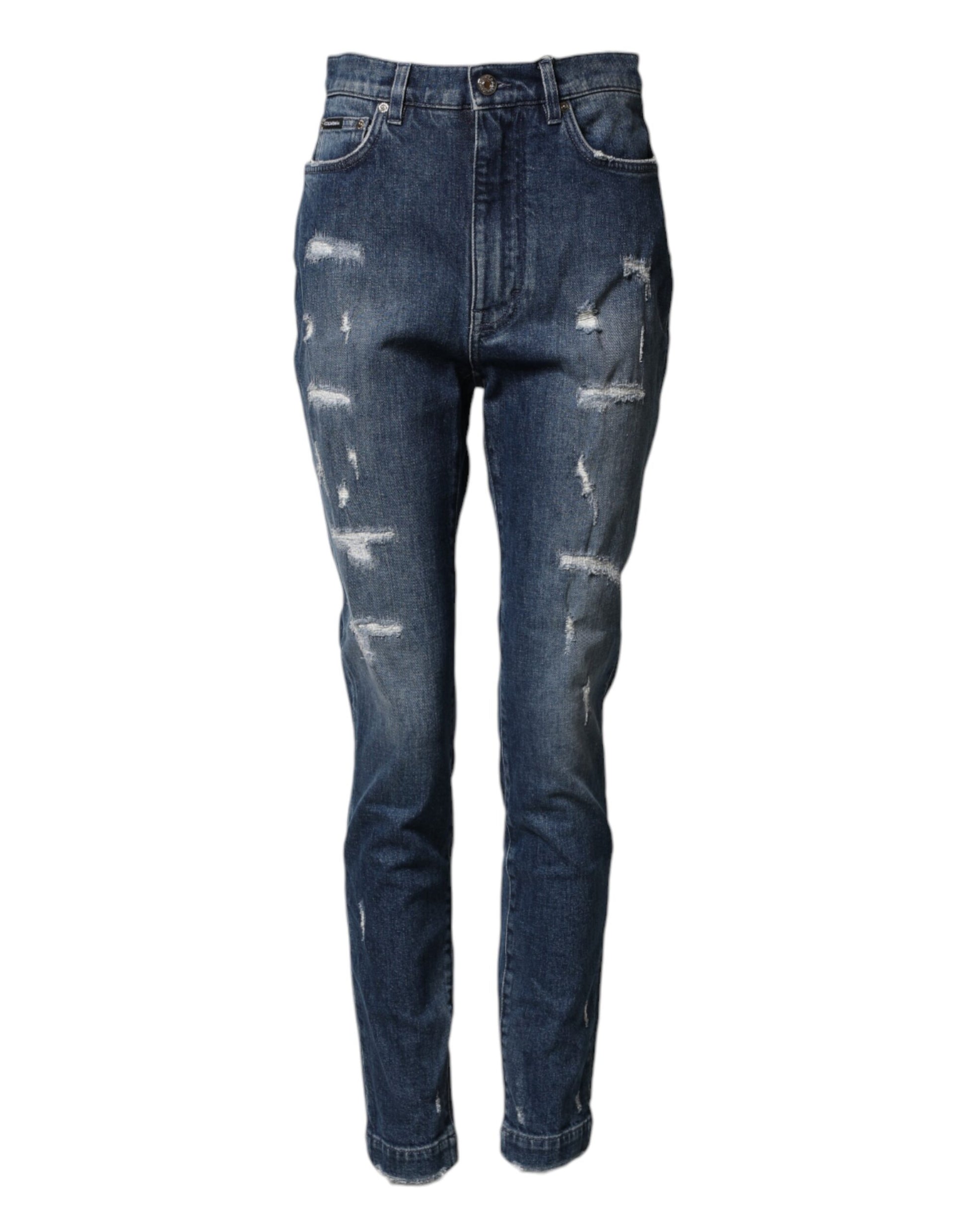 Blue Distressed Washed Logo GRACE Denim Jeans
