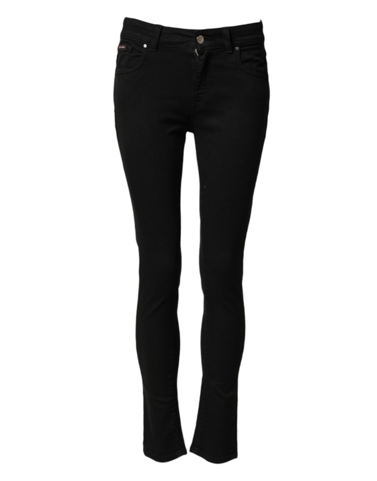 Black Cotton Skinny Mid Waist Denim Jeans
