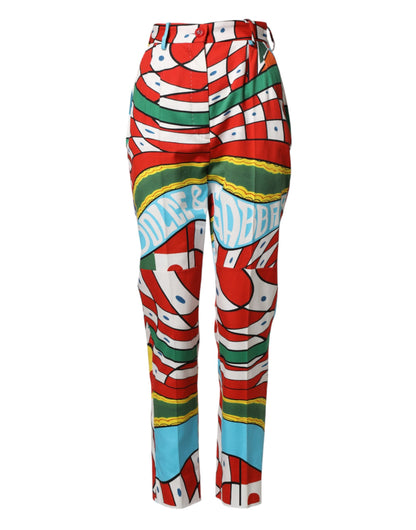 Multicolor Geometric Pattern Straight Pants