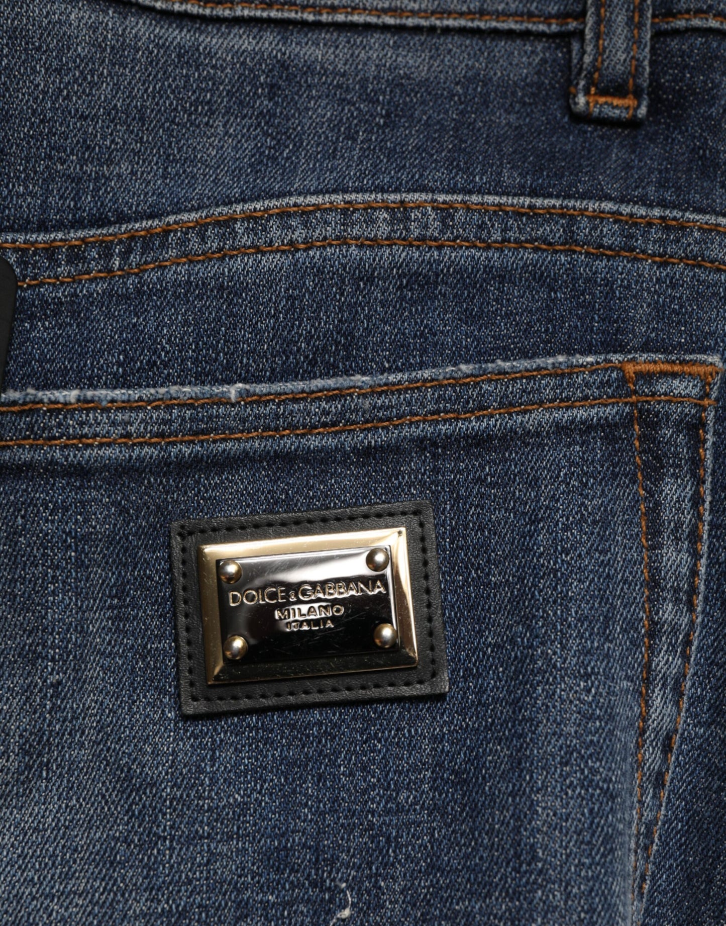 Blue Cotton Rhinestone Embellish Denim Jeans