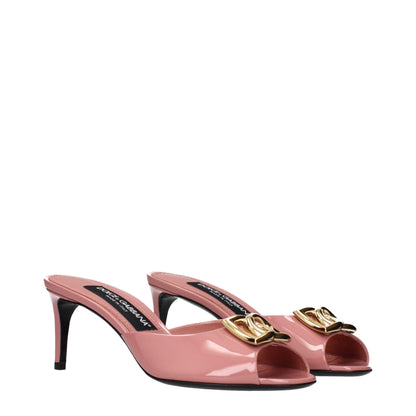 Pink Leather Stiletto Heel Sandals