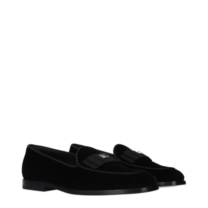 Black Velvet Slip-On Loafers