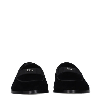 Black Velvet Slip-On Loafers