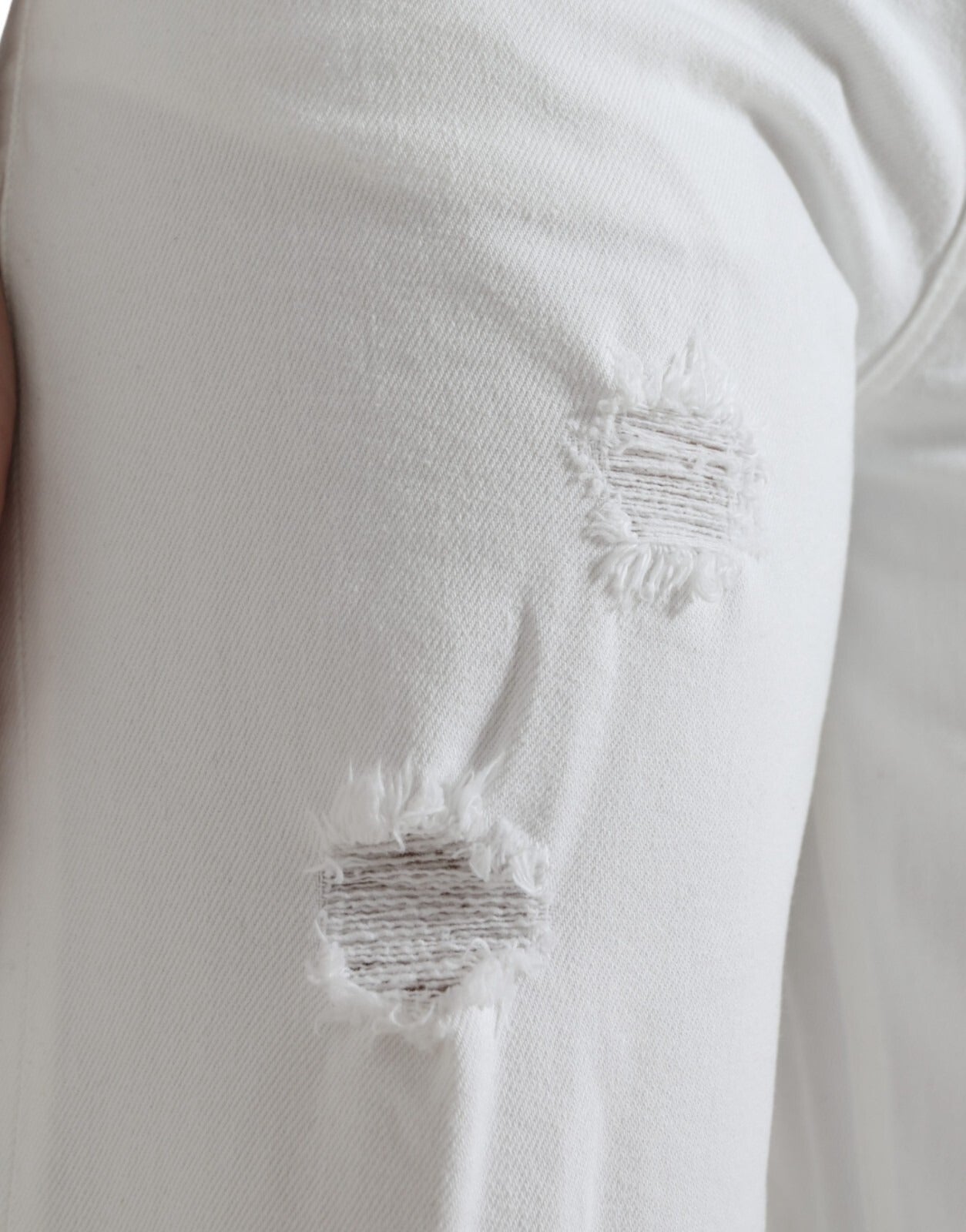 Wide Leg White Cotton Cropped Denim Jeans