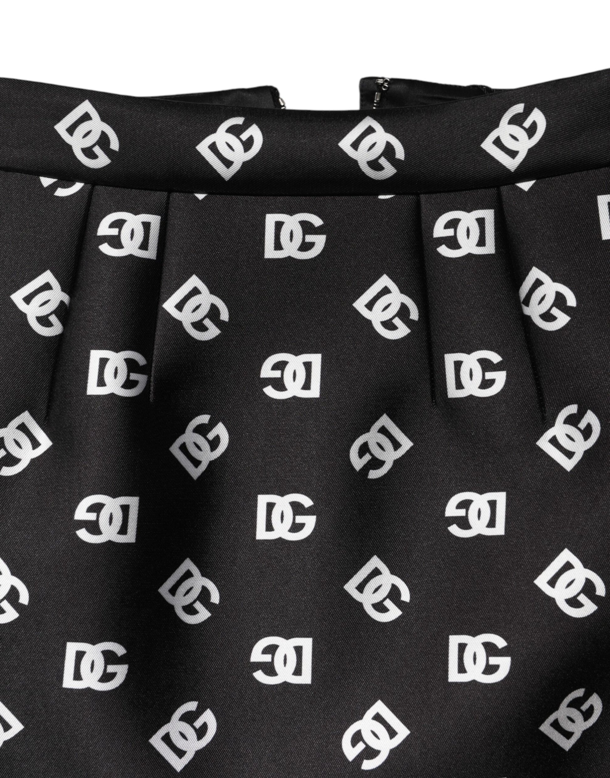 Black Dg Logo Pencil Cut High Waist Mini Skirt