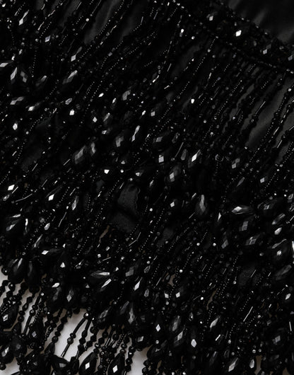 Black Nylon Embellished Lace Mini Skirt