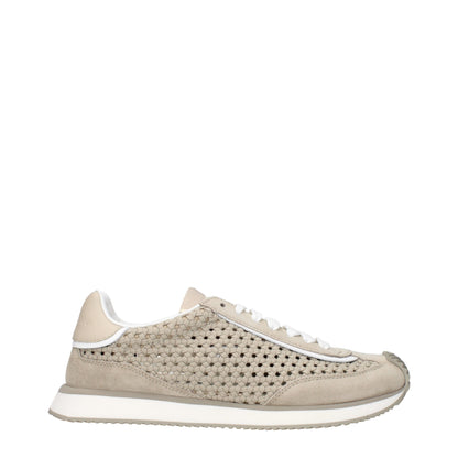 Beige Fabric Low Top Sneakers
