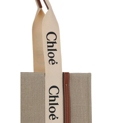 Beige Linen Shoulder Bag