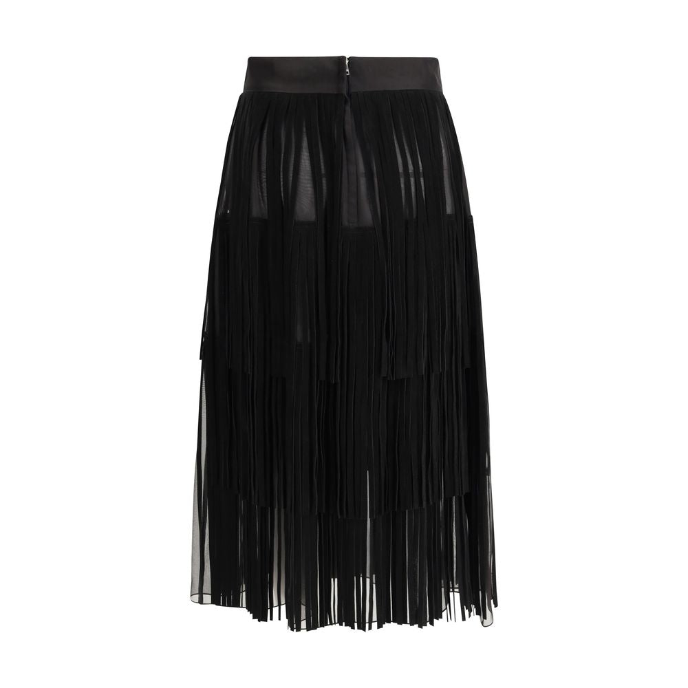 Black Silk Long Skirt