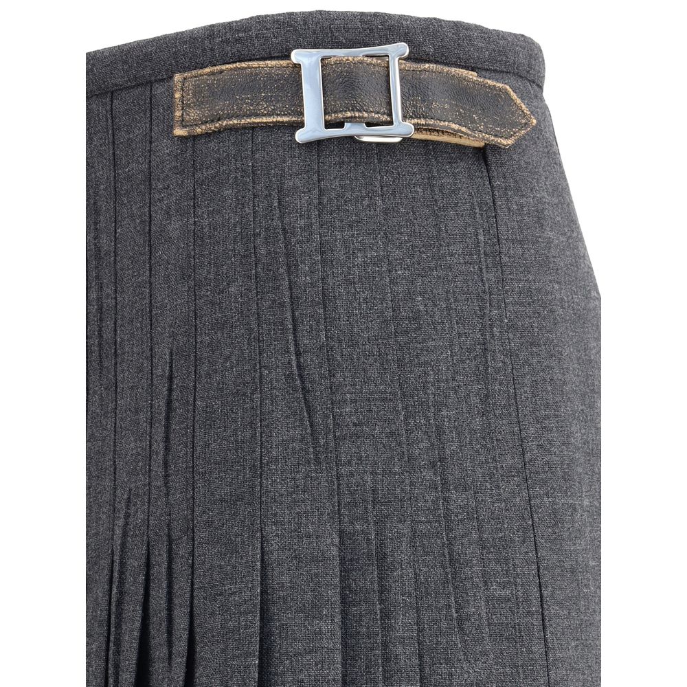 Gray Mohair Long Skirt