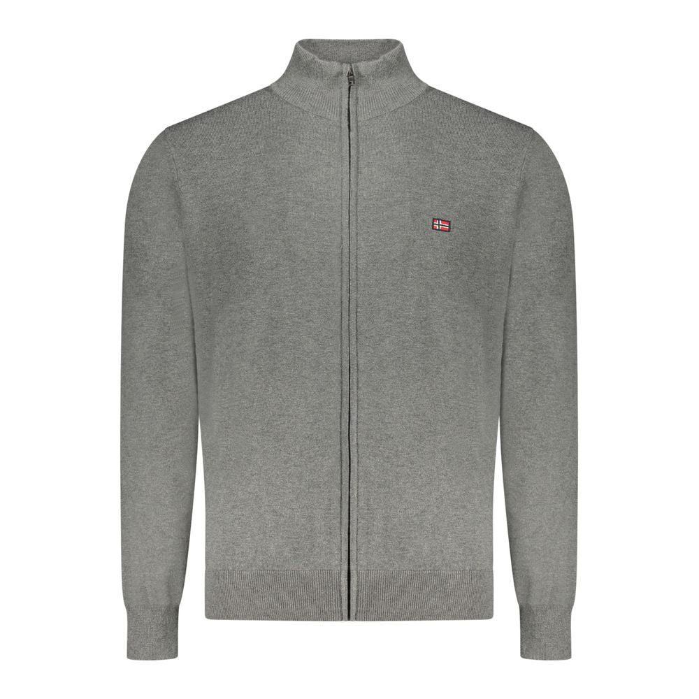 Gray Polyester Men Cardigan