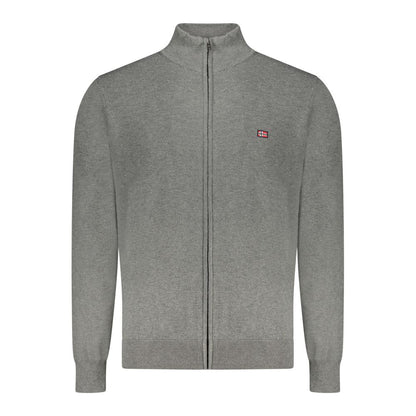 Gray Polyester Men Cardigan