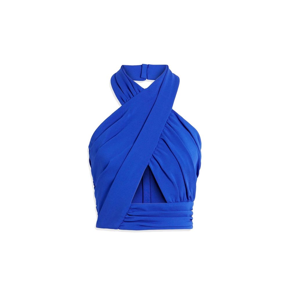 Blue Elastane Tank Tops
