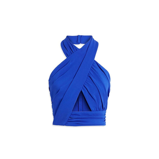 Blue Elastane Tank Tops