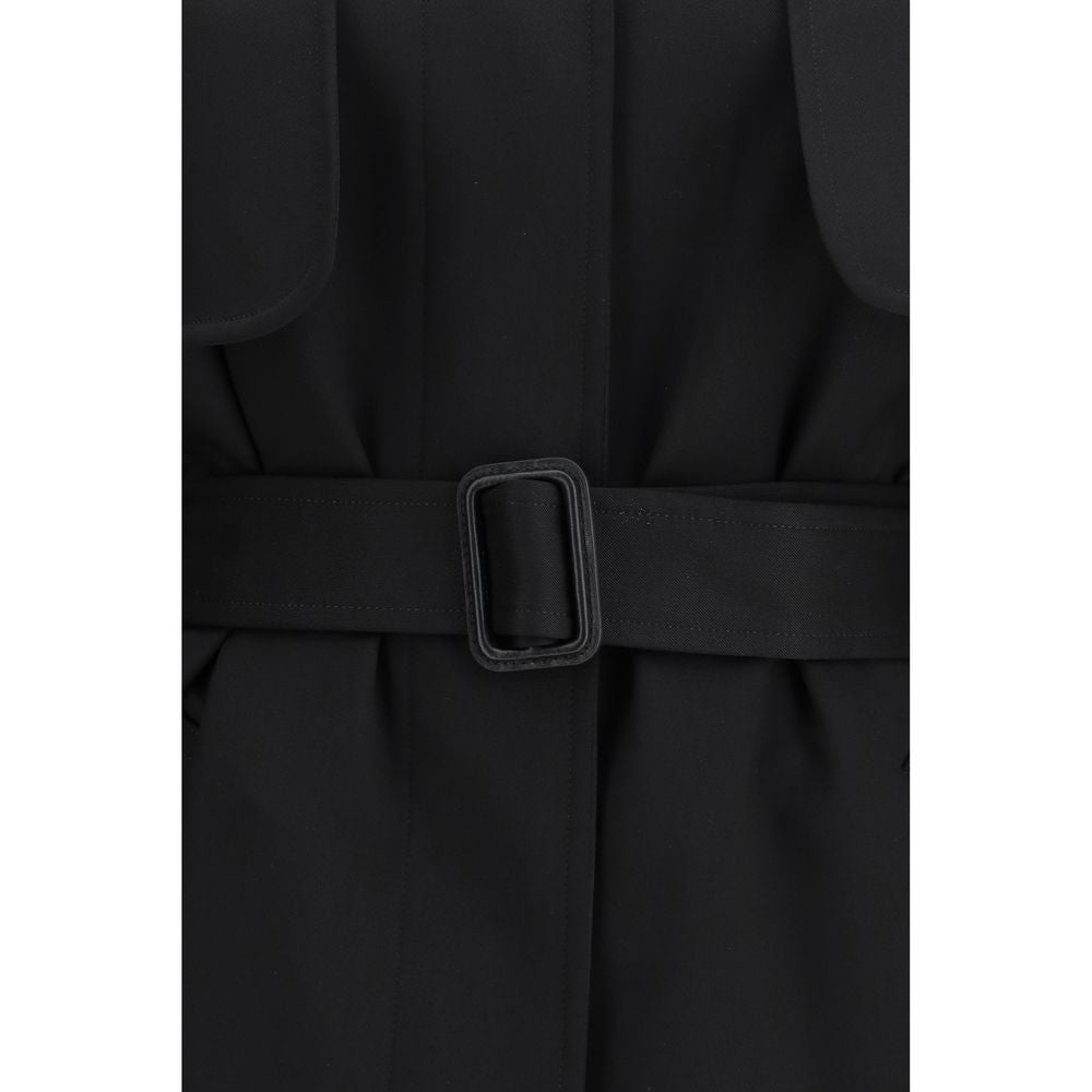 Black Fleece Wool Trench Coat