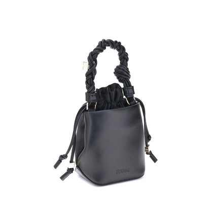 Black Recycled Leather Backet Bag