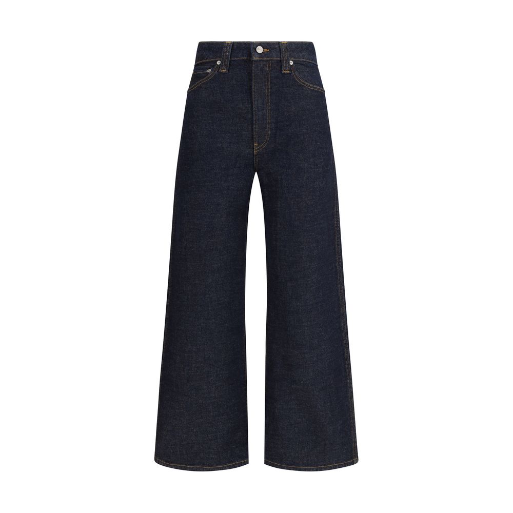 Blue Cotton Straight-Leg Jeans