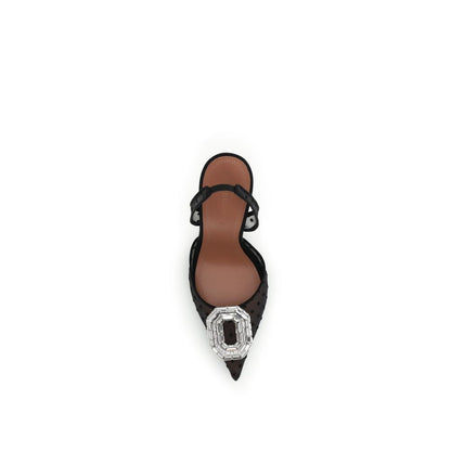 Black Silk High Heel Pumps