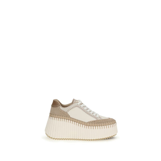 Cream Calf Leather Bos Taurus Platform Sneakers