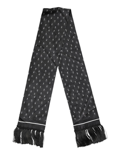 Black Silk Dotted Men Neck Wrap Shawl Scarf