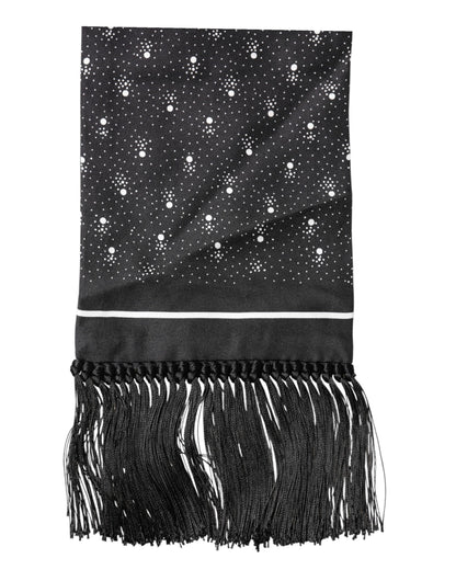 Black Silk Dotted Men Neck Wrap Shawl Scarf