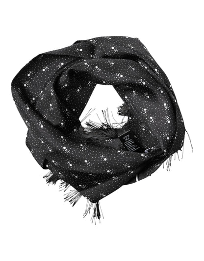 Black Silk Dotted Men Neck Wrap Shawl Scarf