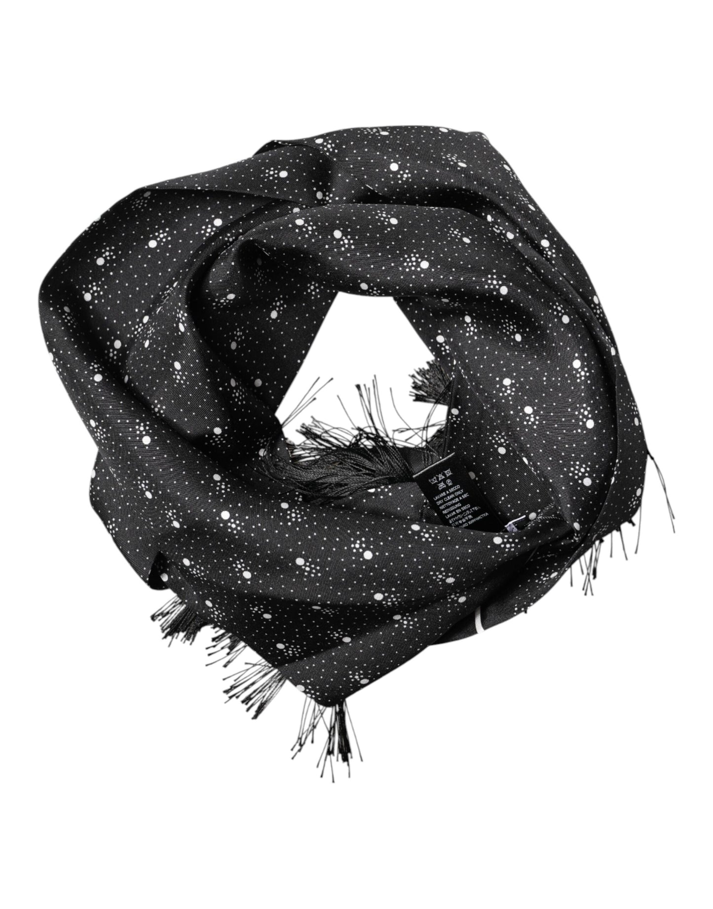Black Silk Dotted Men Neck Wrap Shawl Scarf