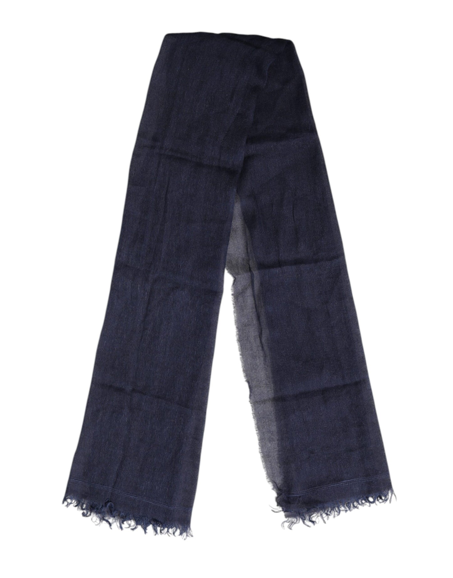 Blue Linen Neck Wrap Men Shawl Fringe Scarf