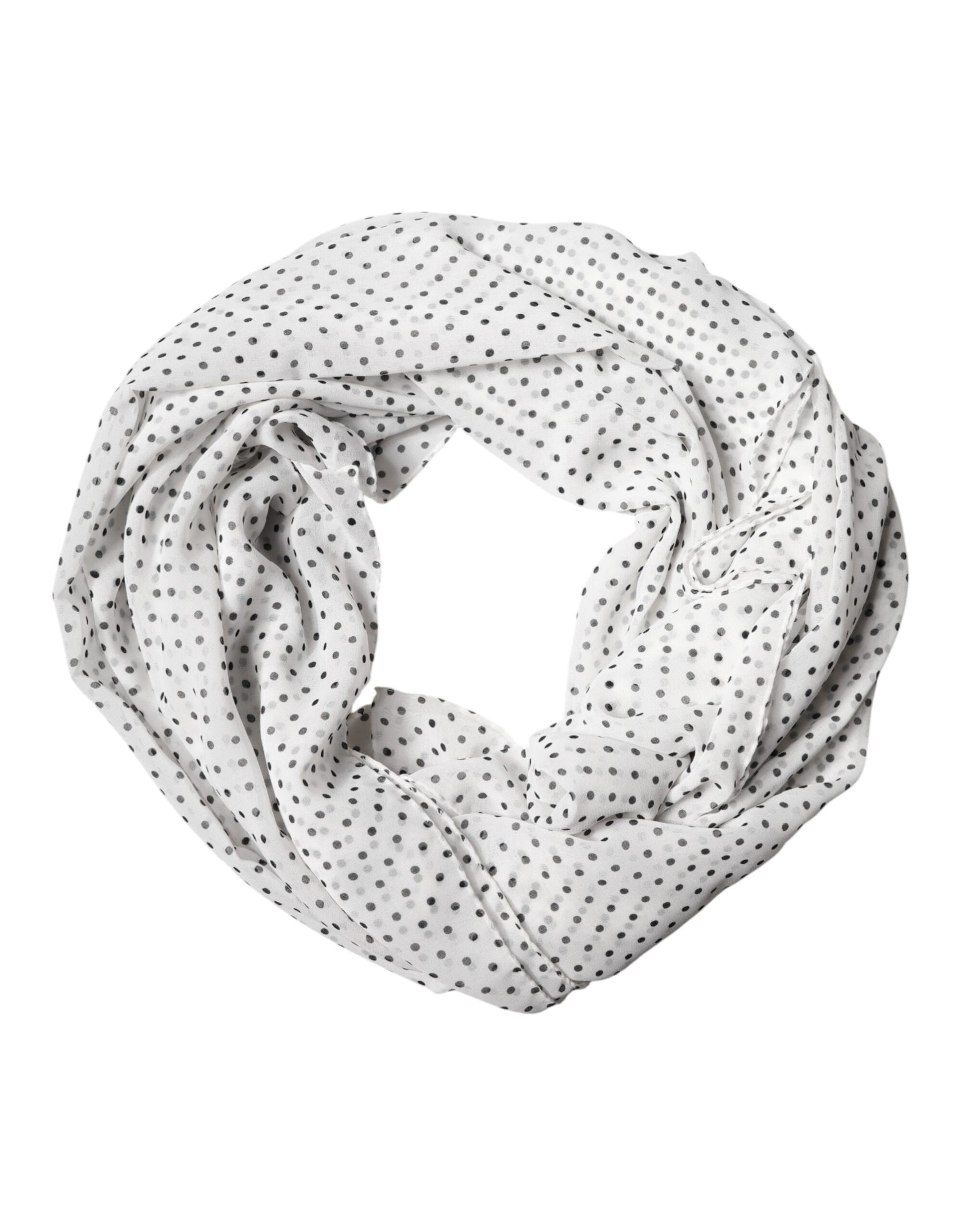 White Polka Dot Polyester Shawl Scarf