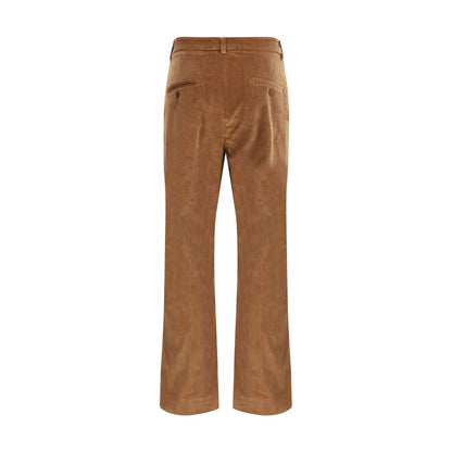 Brown Cotton Casual Pants