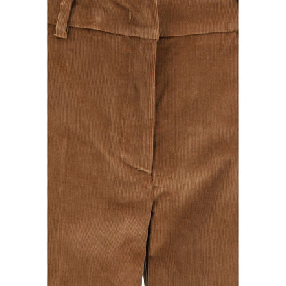 Brown Cotton Casual Pants