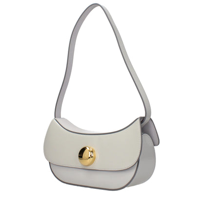 Gray Leather Shoulder Bag