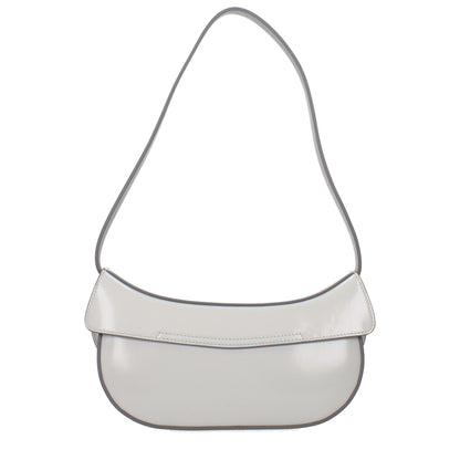 Gray Leather Shoulder Bag