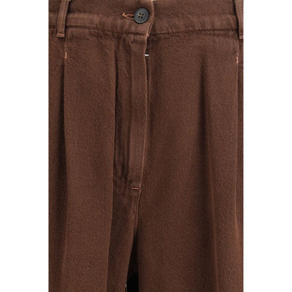 Brown Cotton Casual Pants