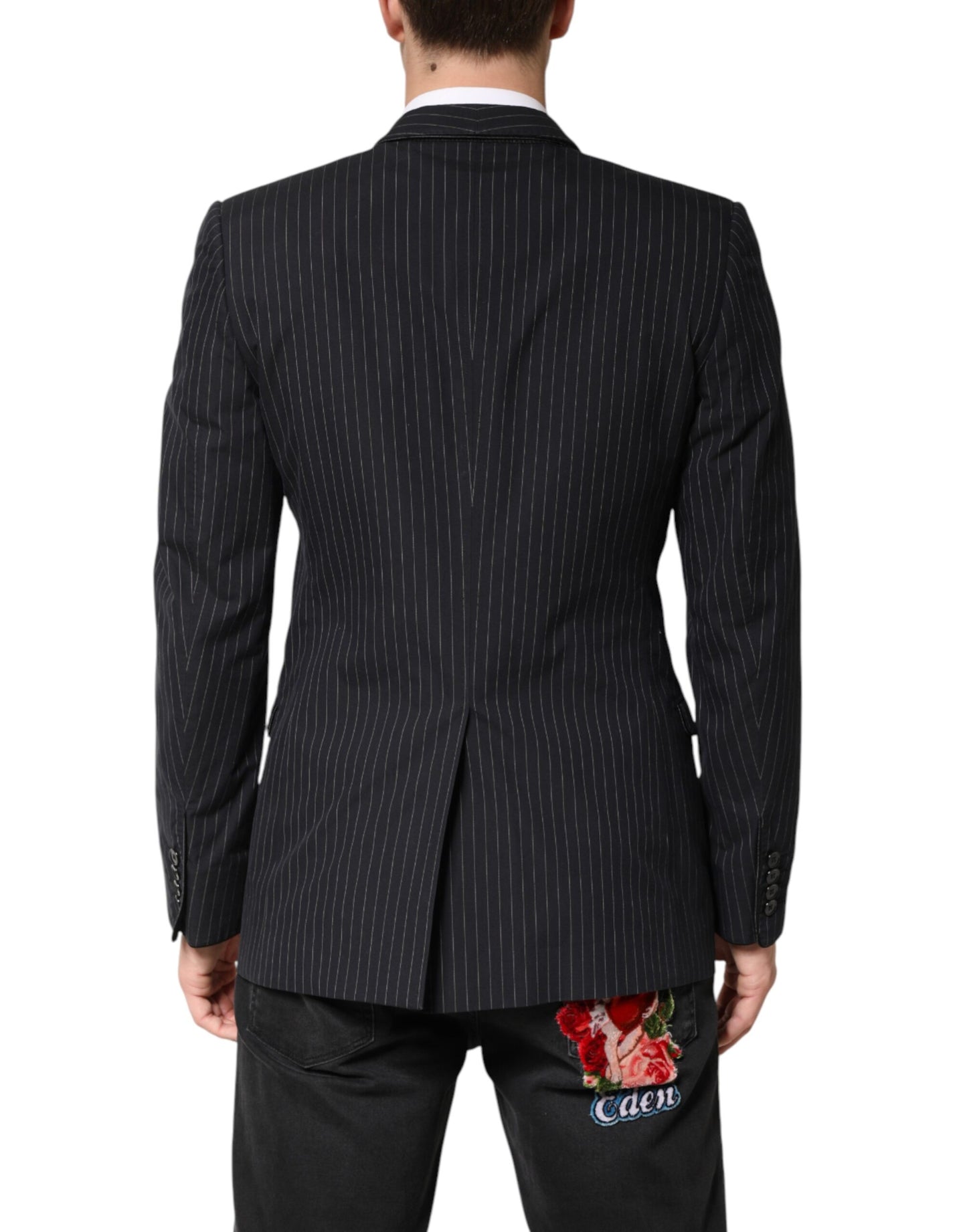 Black Stripes 1 Button Suit Jacket Blazer