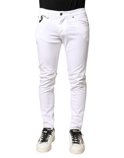 White Cotton Stretch Skinny Denim Men Jeans