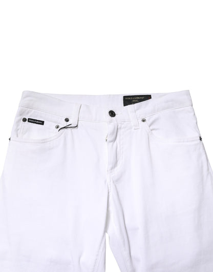 White Cotton Stretch Skinny Denim Men Jeans